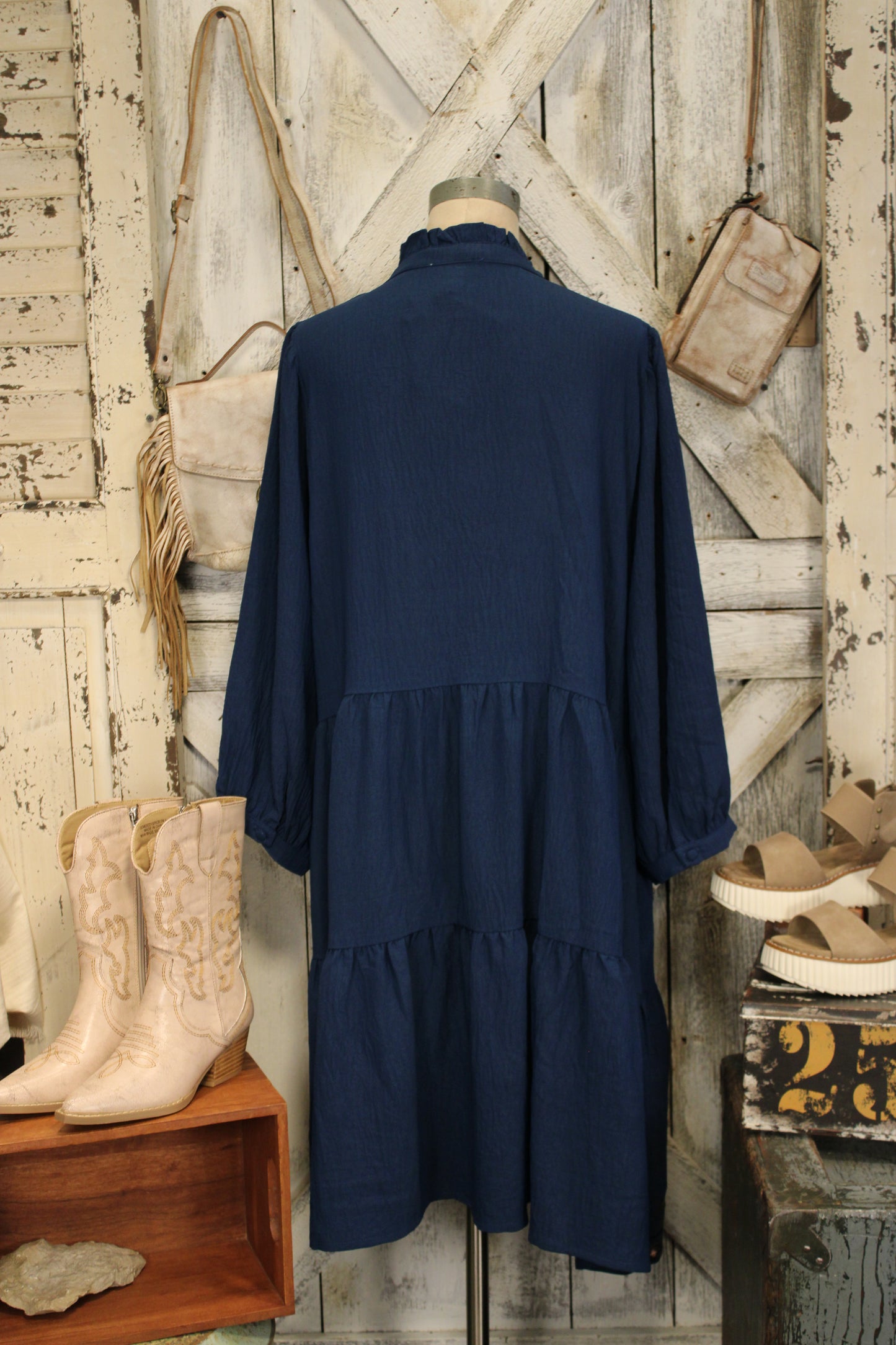 Petal Lane Indigo Tiered Dress