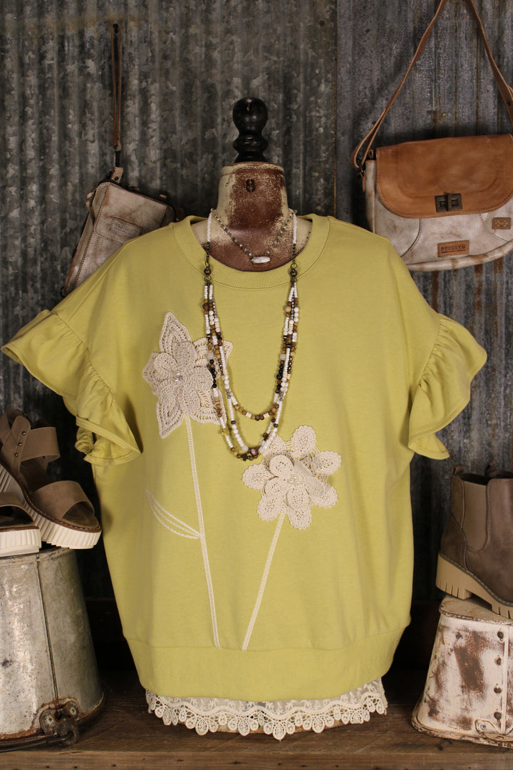 Sunlit Olive Bloom Top