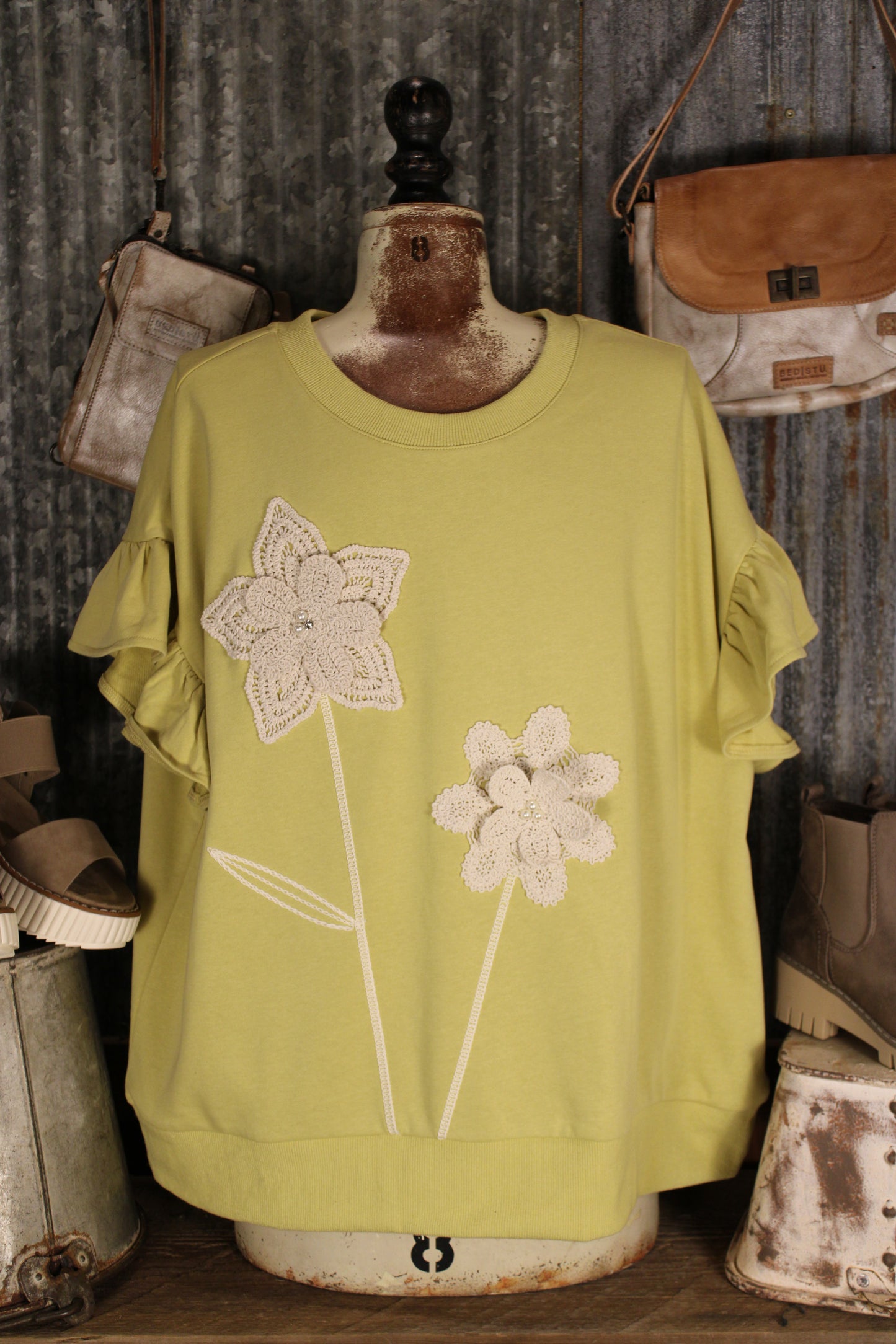Sunlit Olive Bloom Top