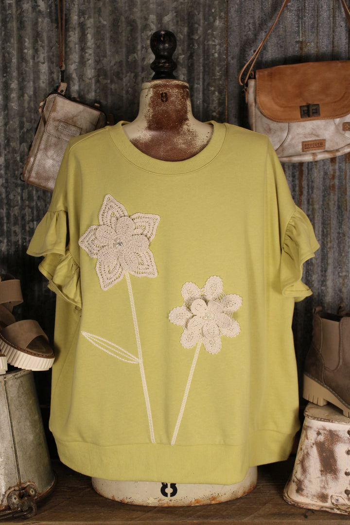 Sunlit Olive Bloom Top