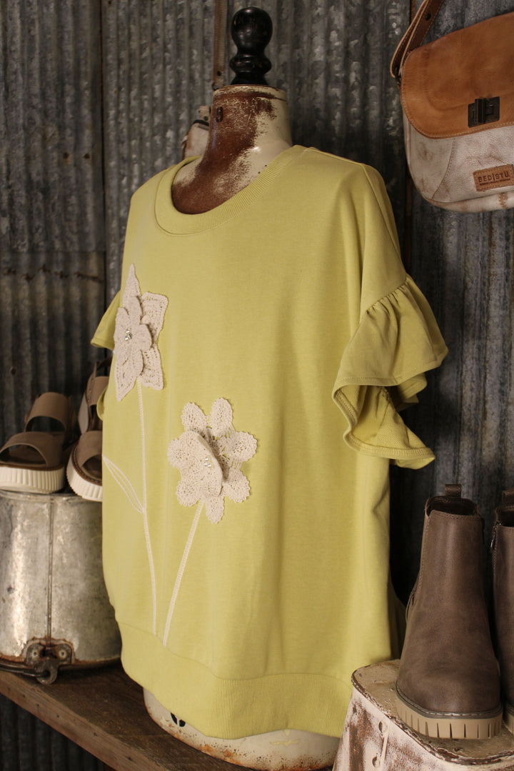 Sunlit Olive Bloom Top