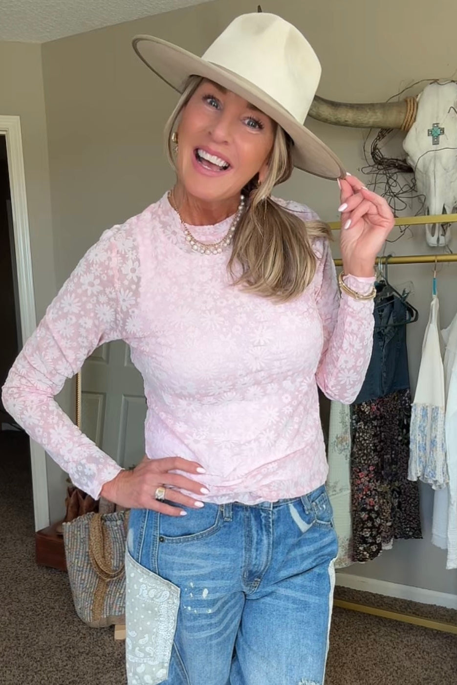 Petals And Velvet Pink Mesh Top