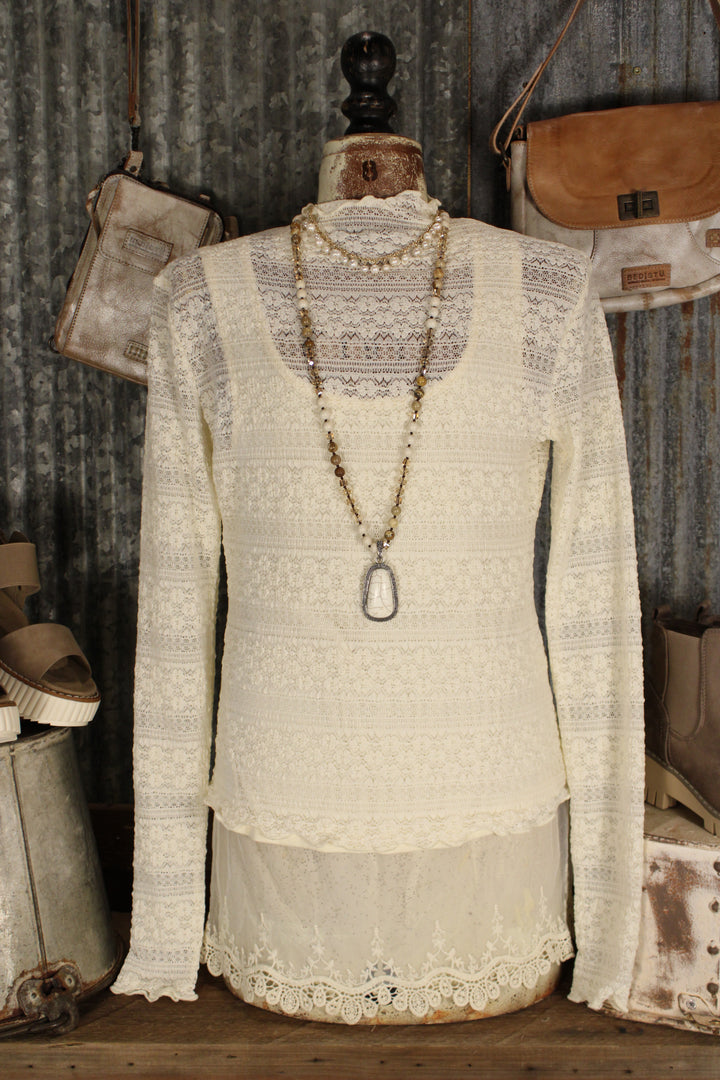 Soft Aura Cream Mesh Top