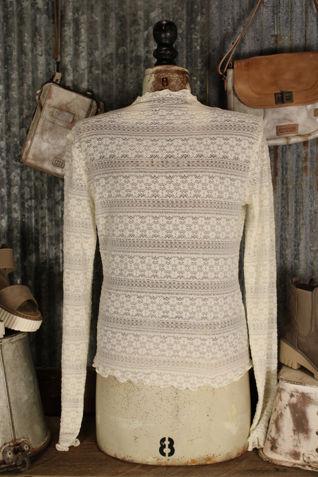 Soft Aura Cream Mesh Top