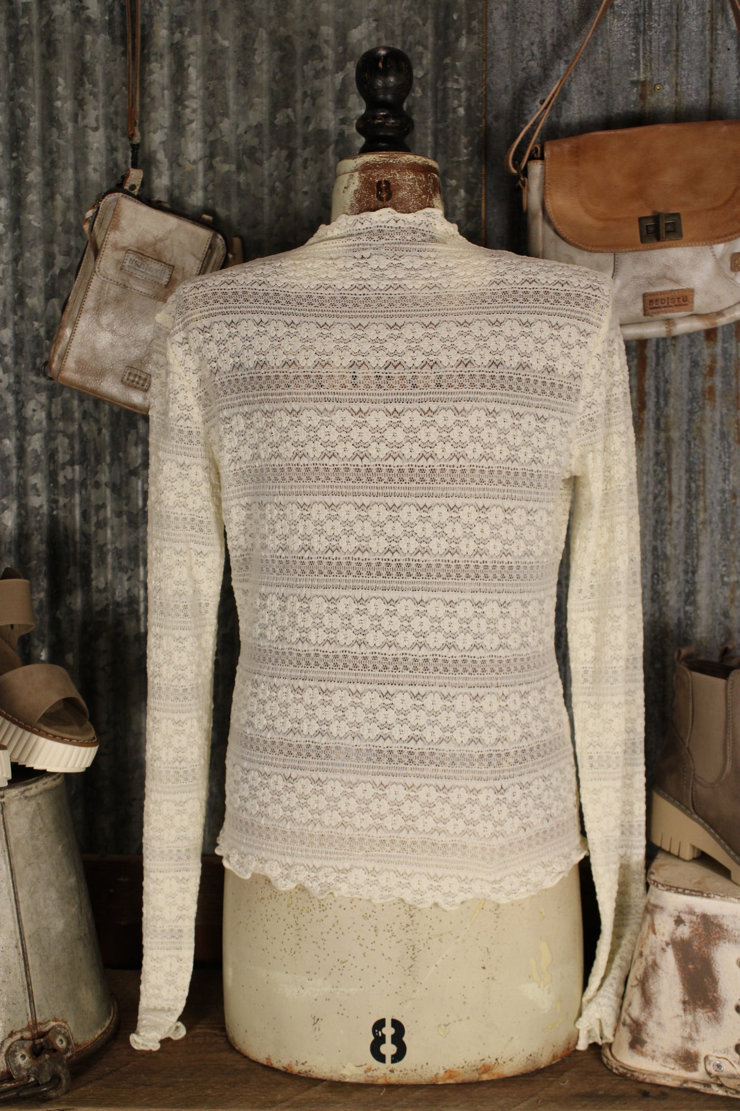 Soft Aura Cream Mesh Top