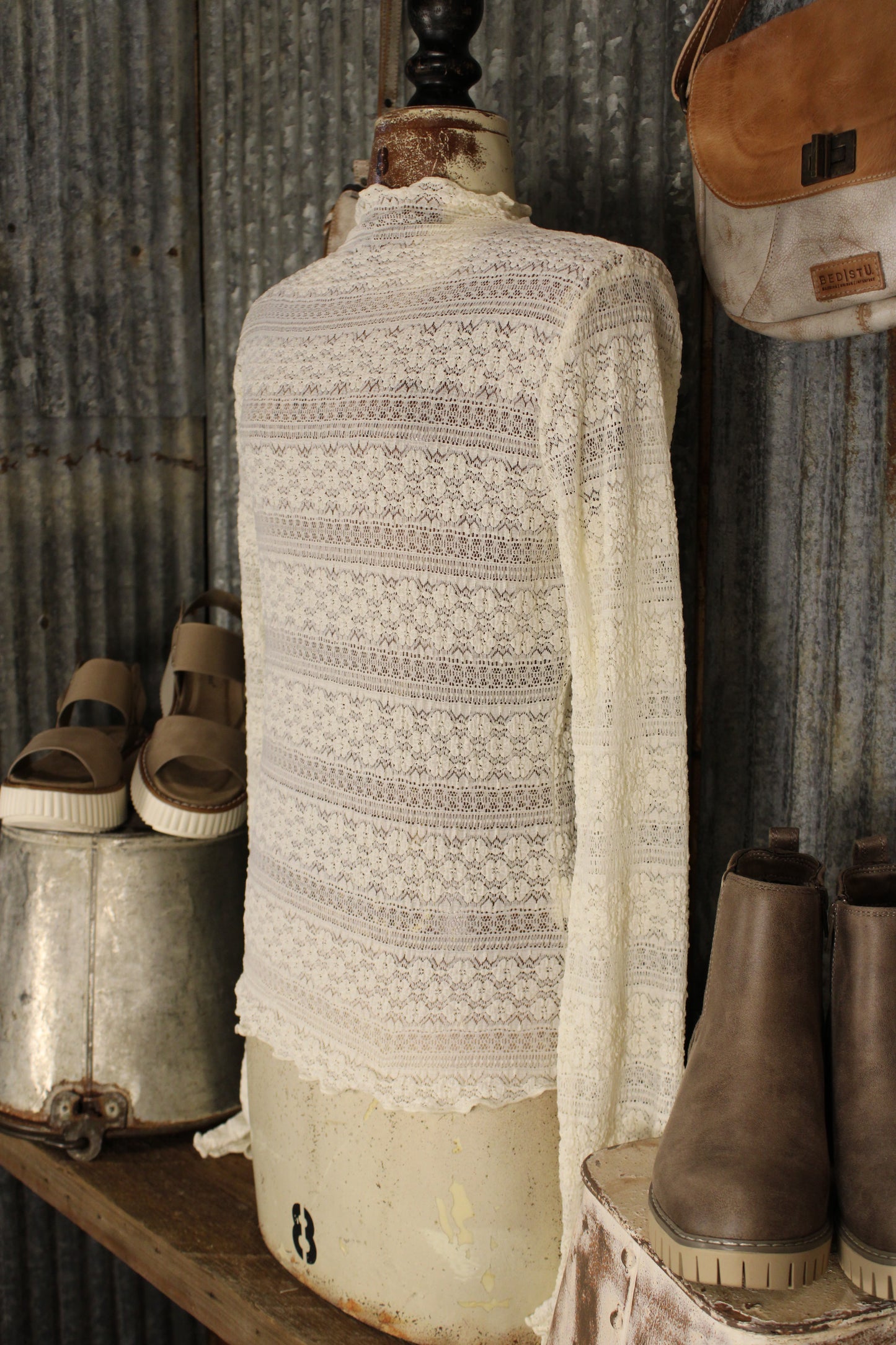 Soft Aura Cream Mesh Top