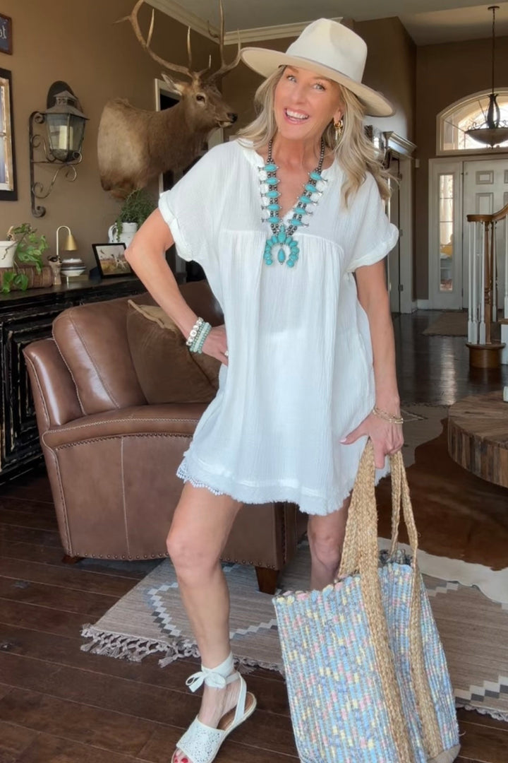 Simple And Sweet White Gauze Dress