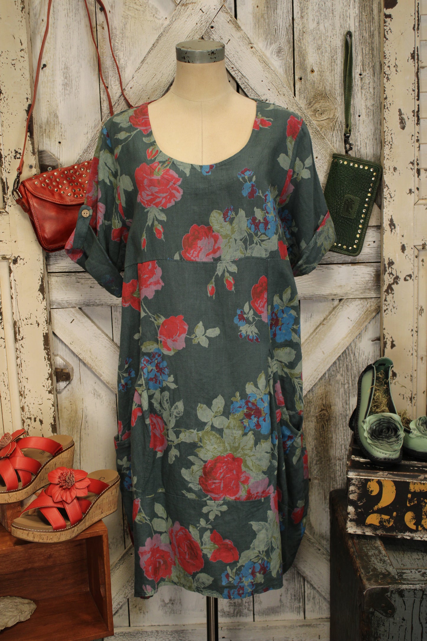 Tuscan Garden Linen Dress