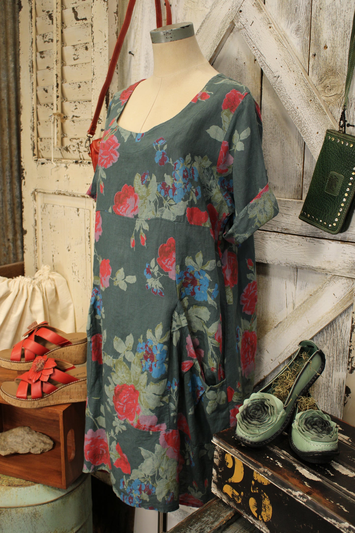 Tuscan Garden Linen Dress