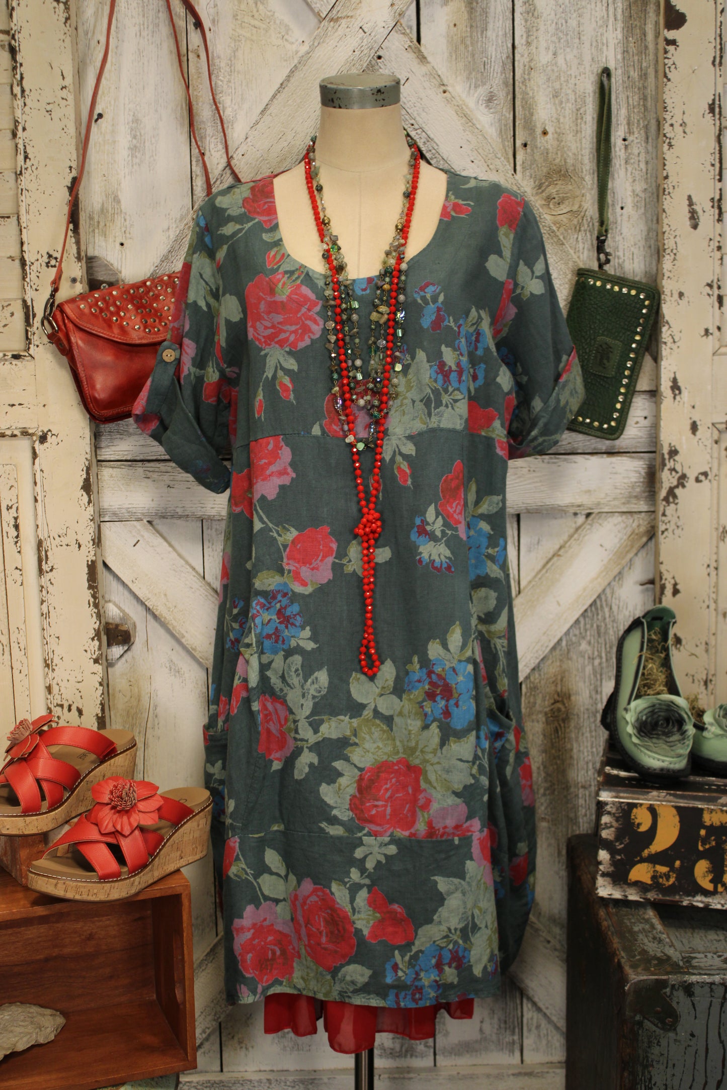 Tuscan Garden Linen Dress