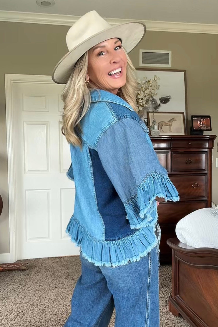 Sweetwater Ruffle Denim Blouse