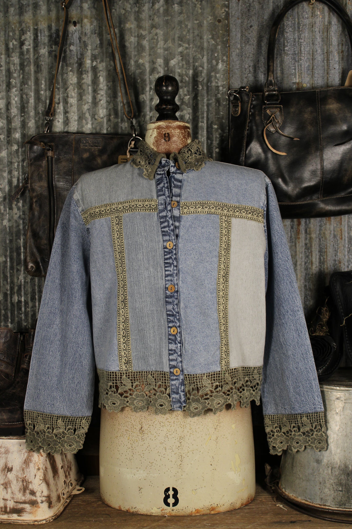 Denim And Lace Aqua Top