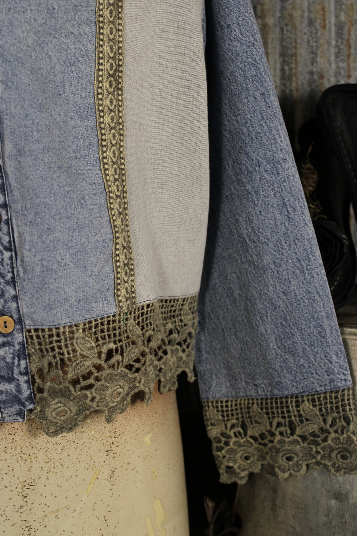 Denim And Lace Aqua Top