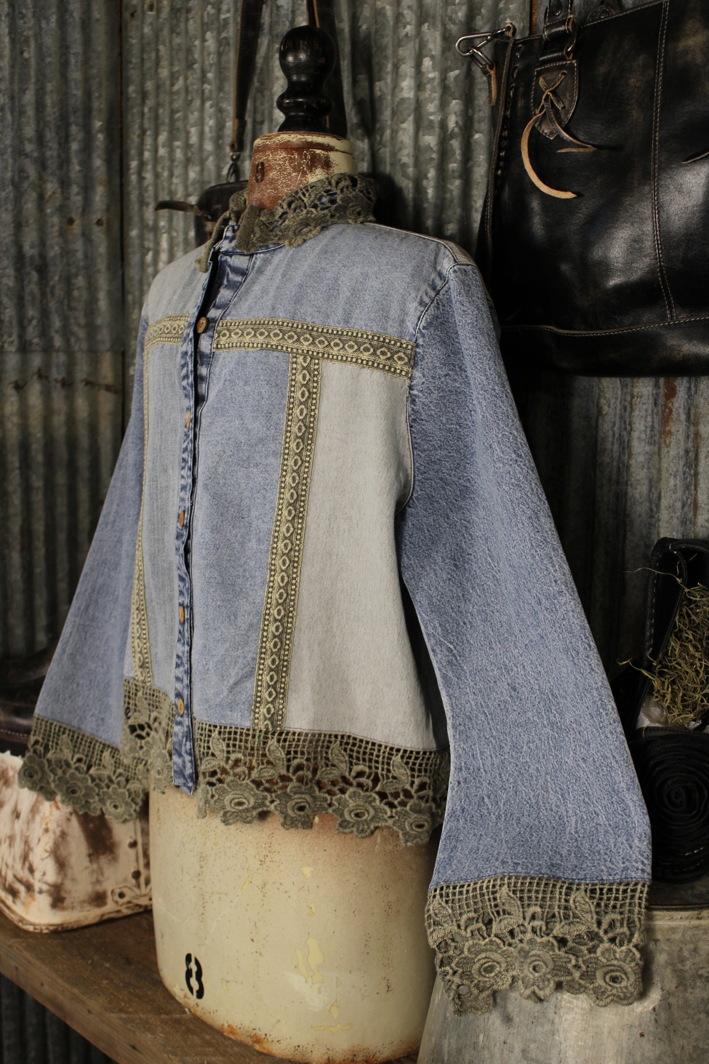 Denim And Lace Aqua Top