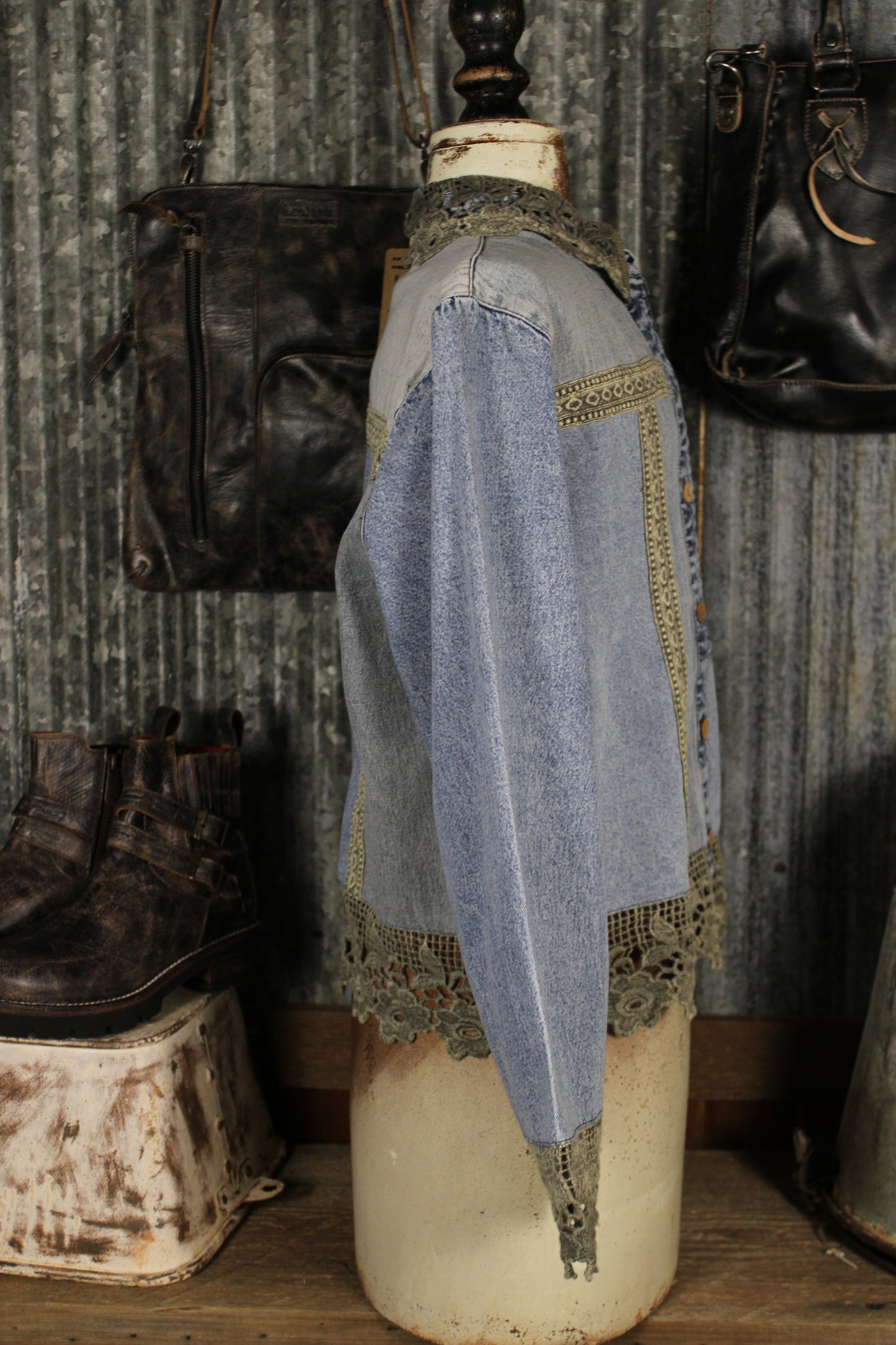 Denim And Lace Aqua Top