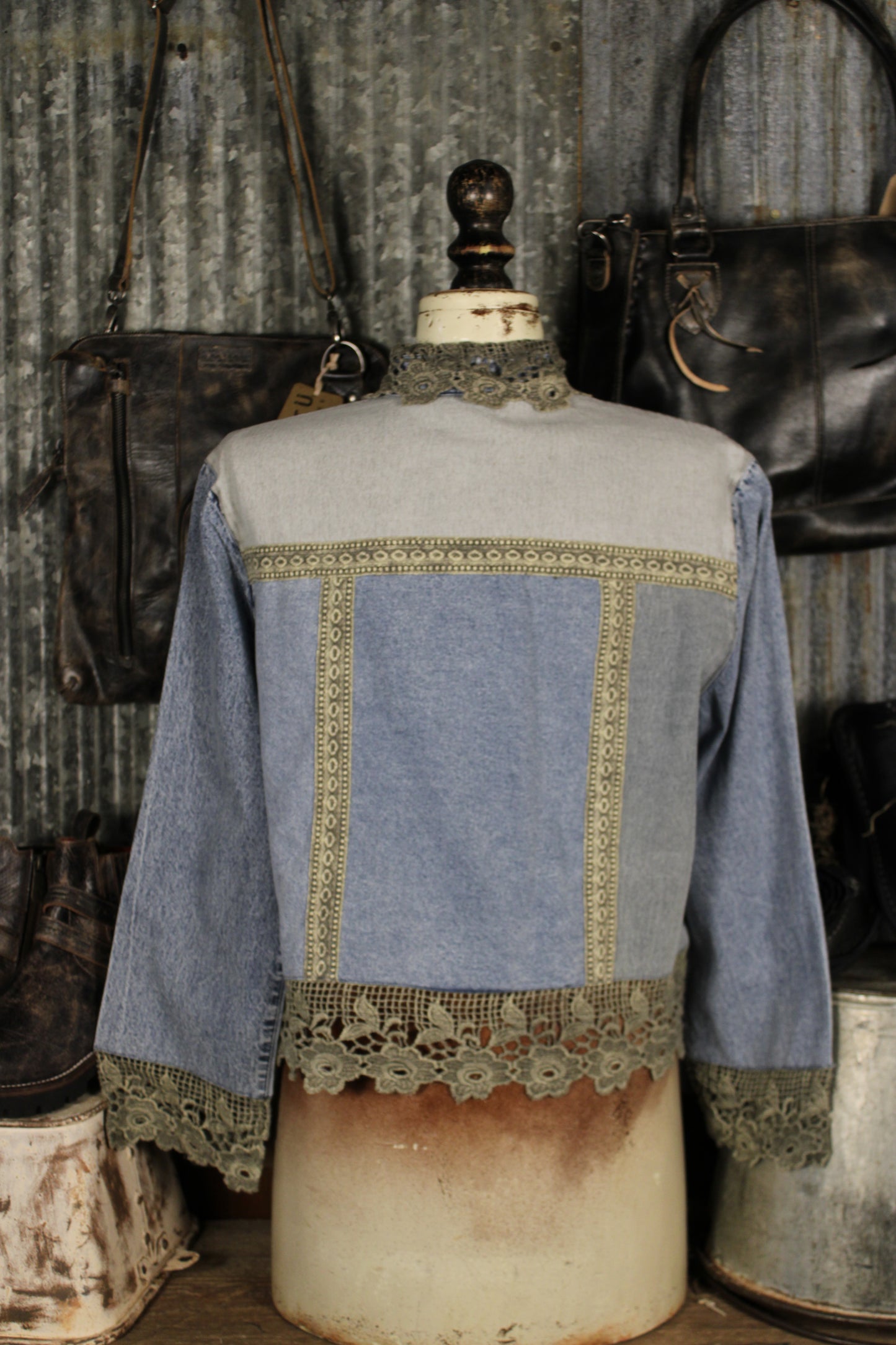 Denim And Lace Aqua Top