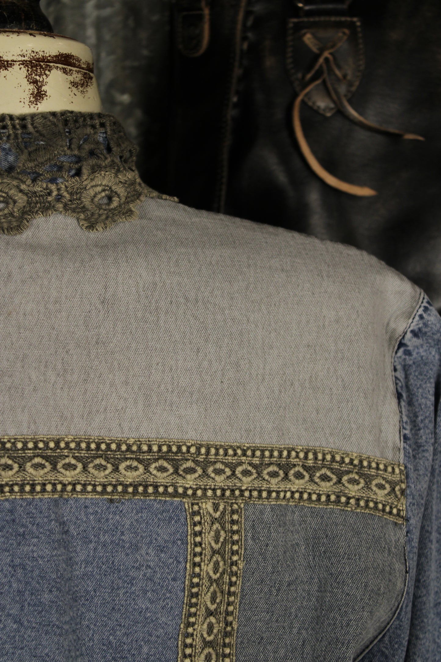 Denim And Lace Aqua Top