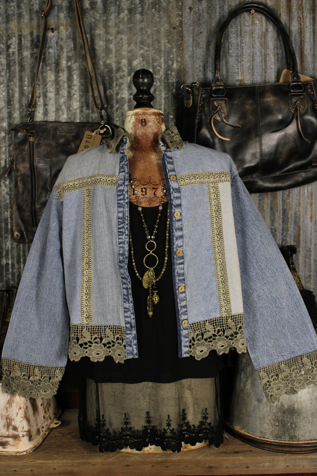 Denim And Lace Aqua Top