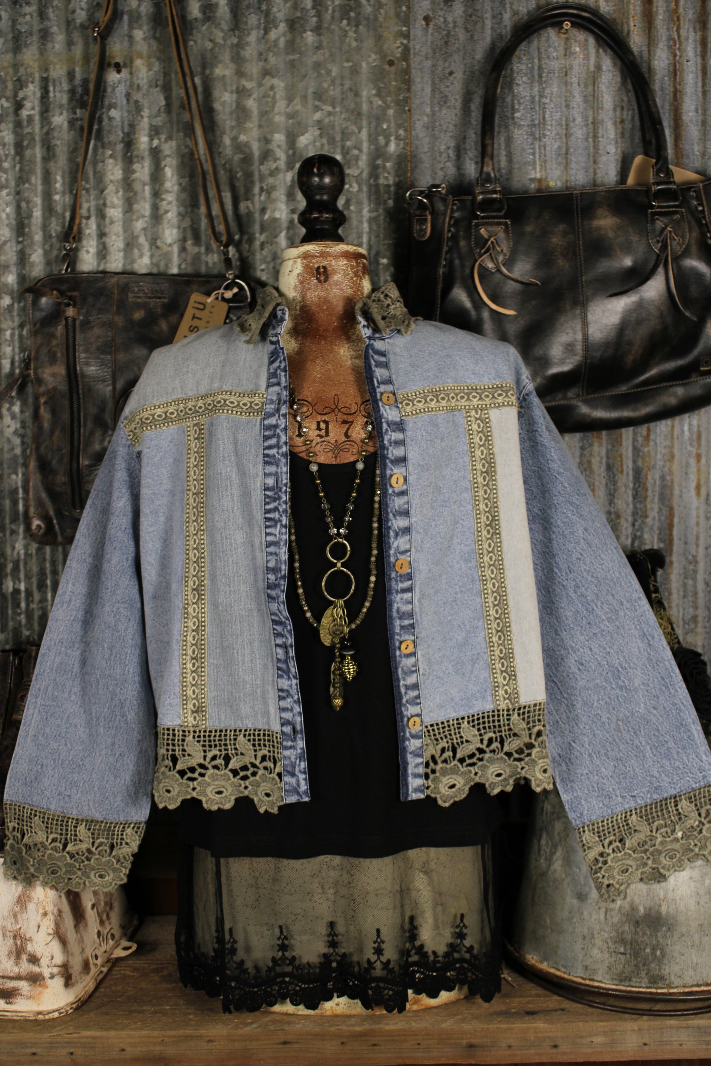 Denim And Lace Aqua Top