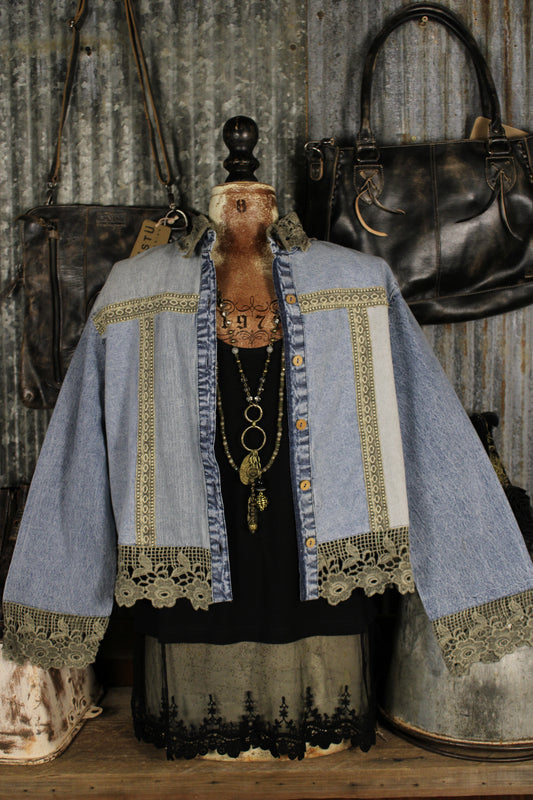 Denim And Lace Aqua Top