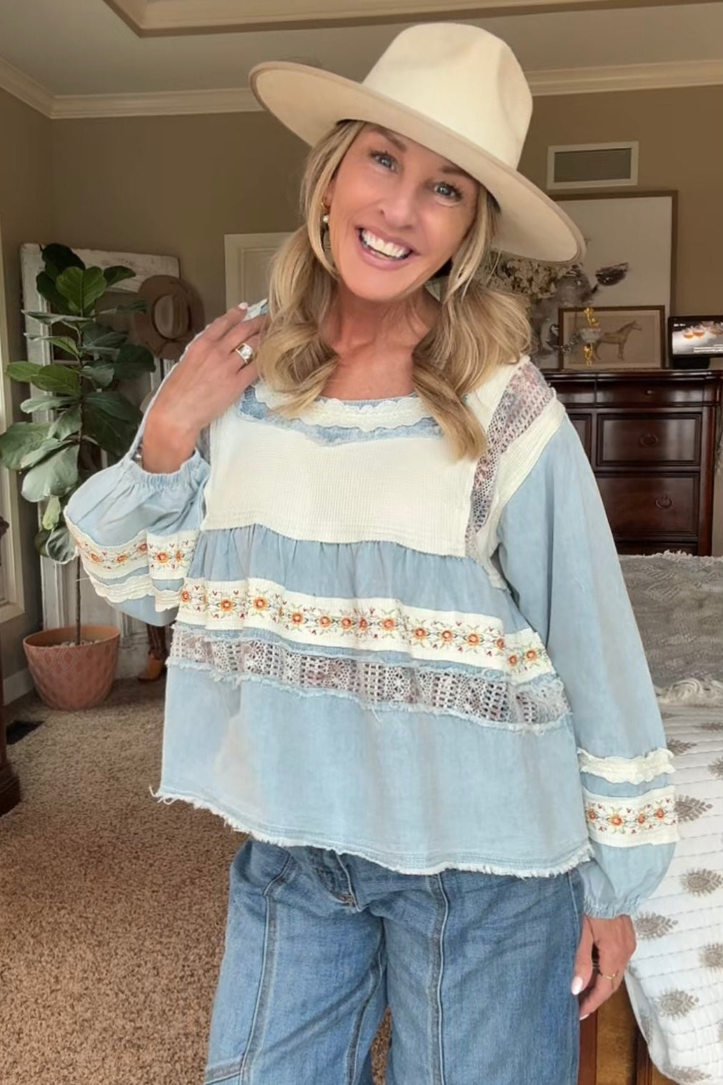 Meadowlace Denim Top