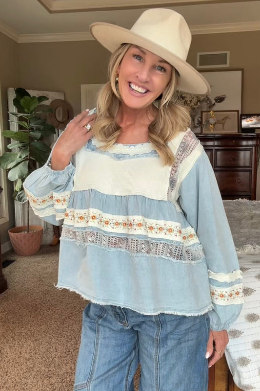Meadowlace Denim Top