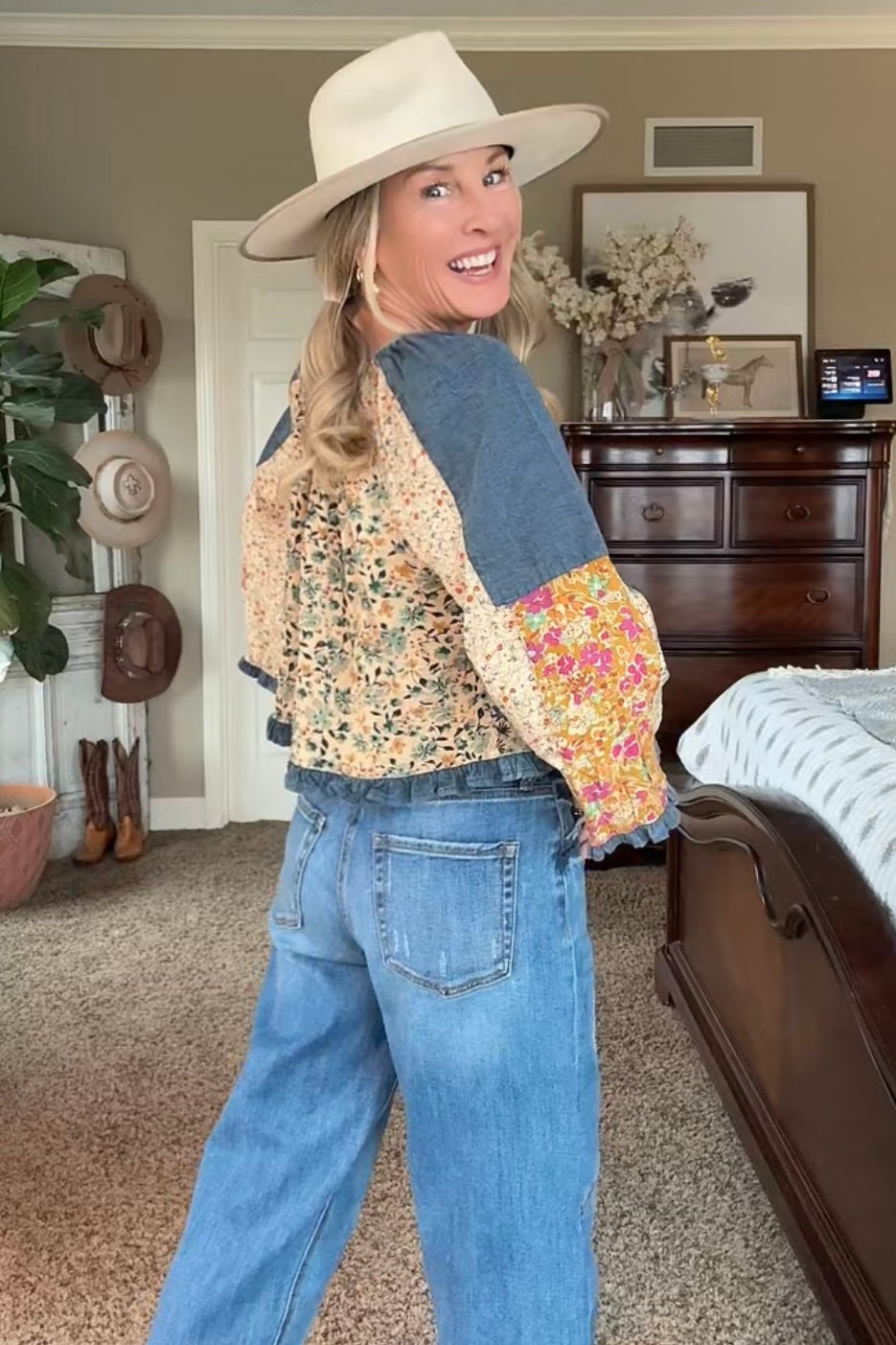 Whimsical Wildflower Latte Blouse