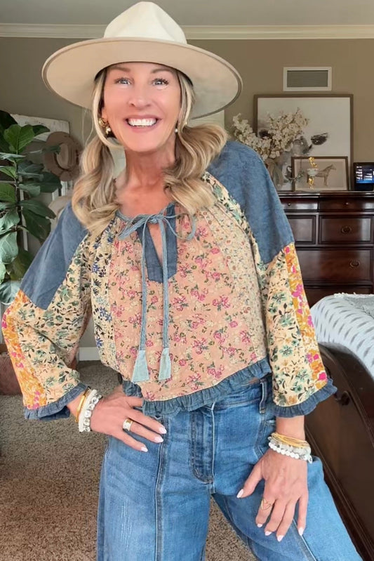 Whimsical Wildflower Latte Blouse