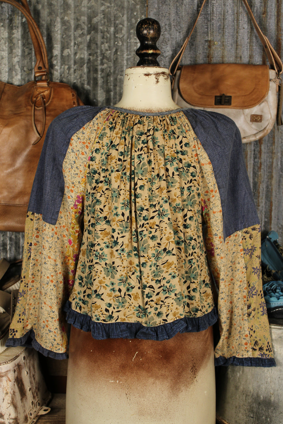 Whimsical Wildflower Latte Blouse