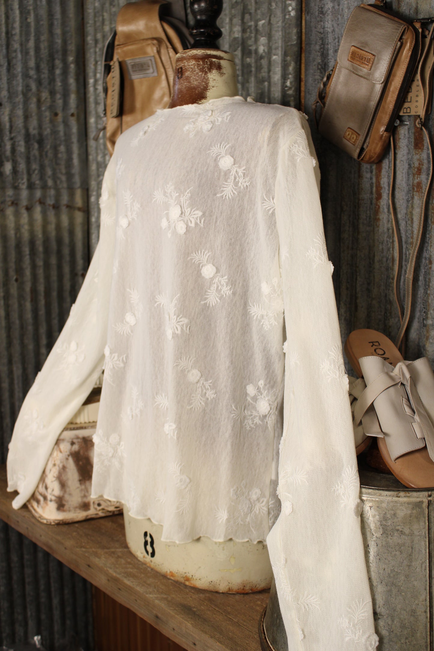 Lovely Cream Mesh Top