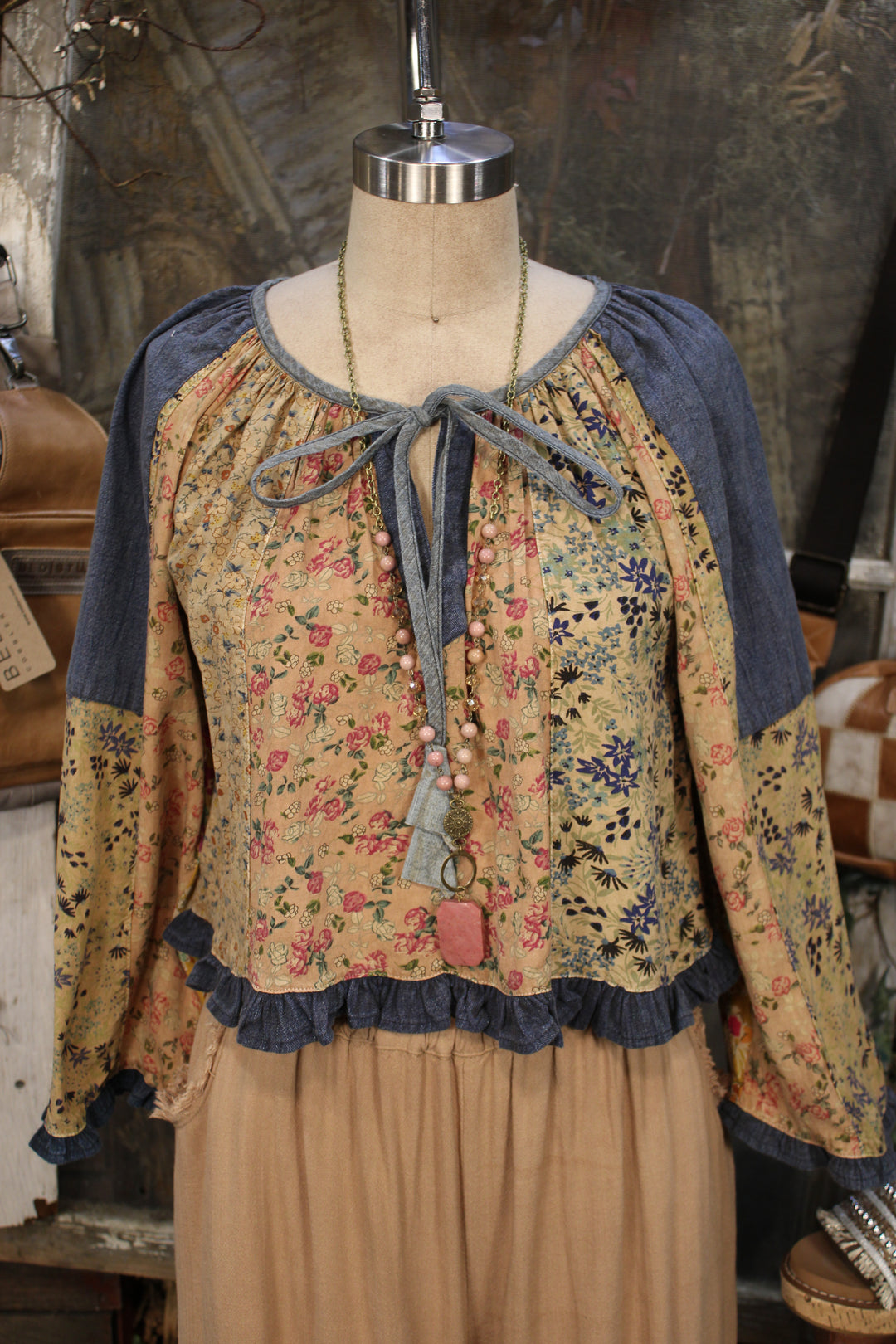 Whimsical Wildflower Latte Blouse