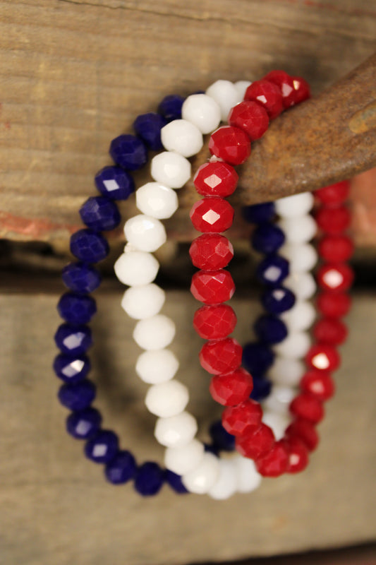 Sparkle And Shine Red White And Blue Bracelet Set