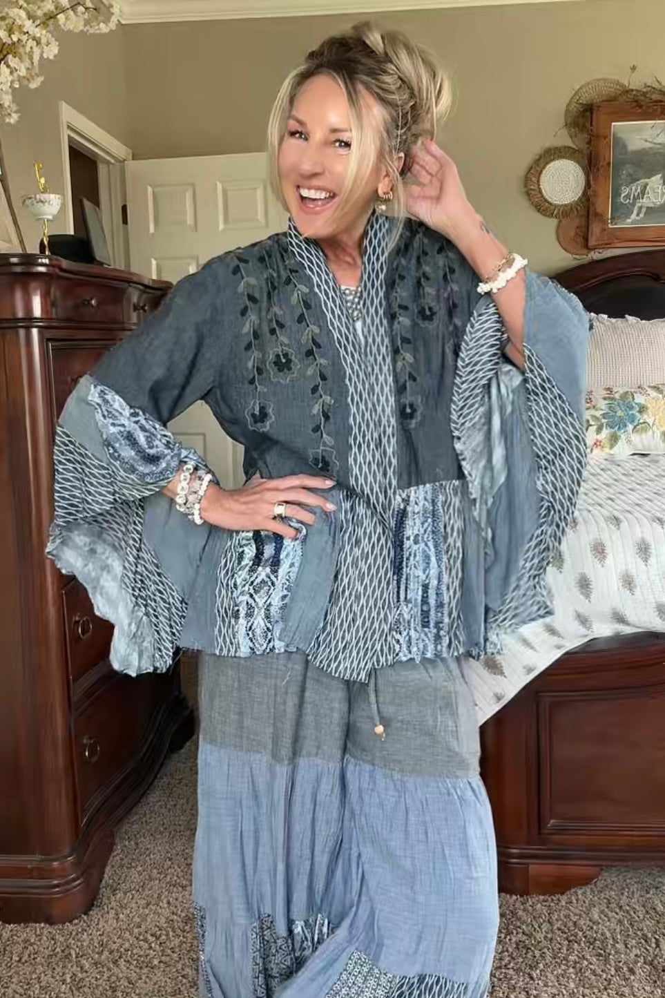 Shades Of Blue Chambray Kimono