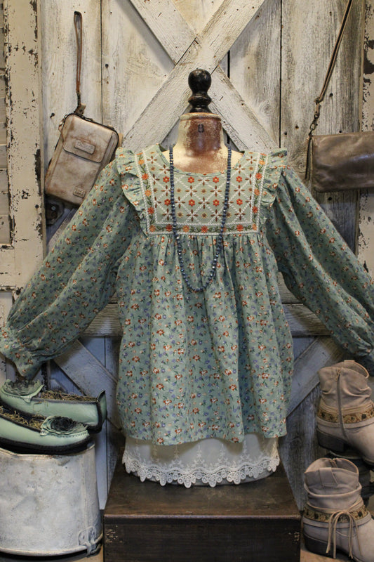Mint Petal Peasant Top