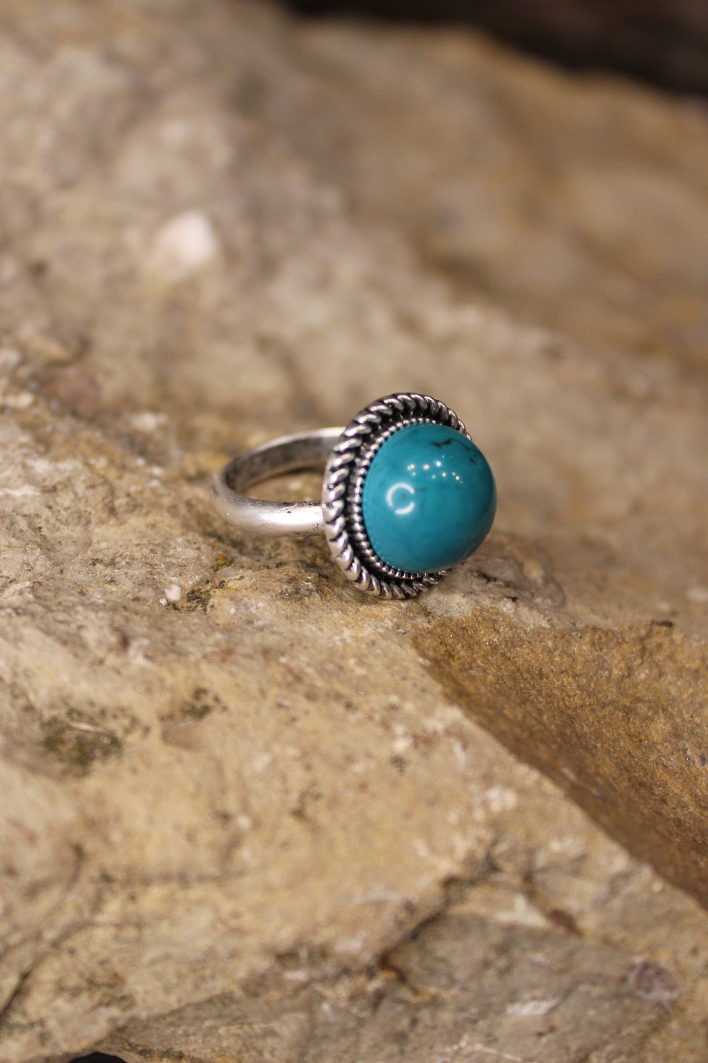 Turquoise Marble Adjustable Ring