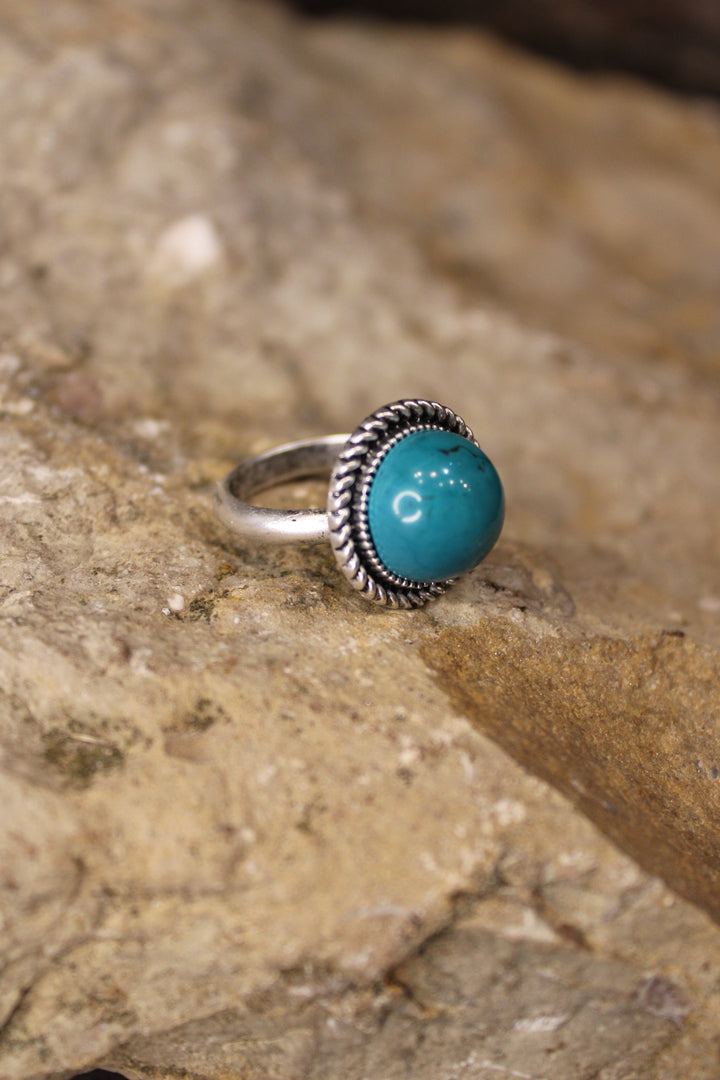 Turquoise Marble Adjustable Ring