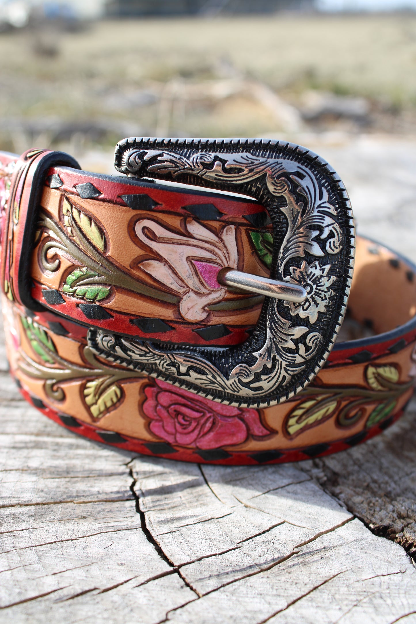 Rosy Calla Leather Belt