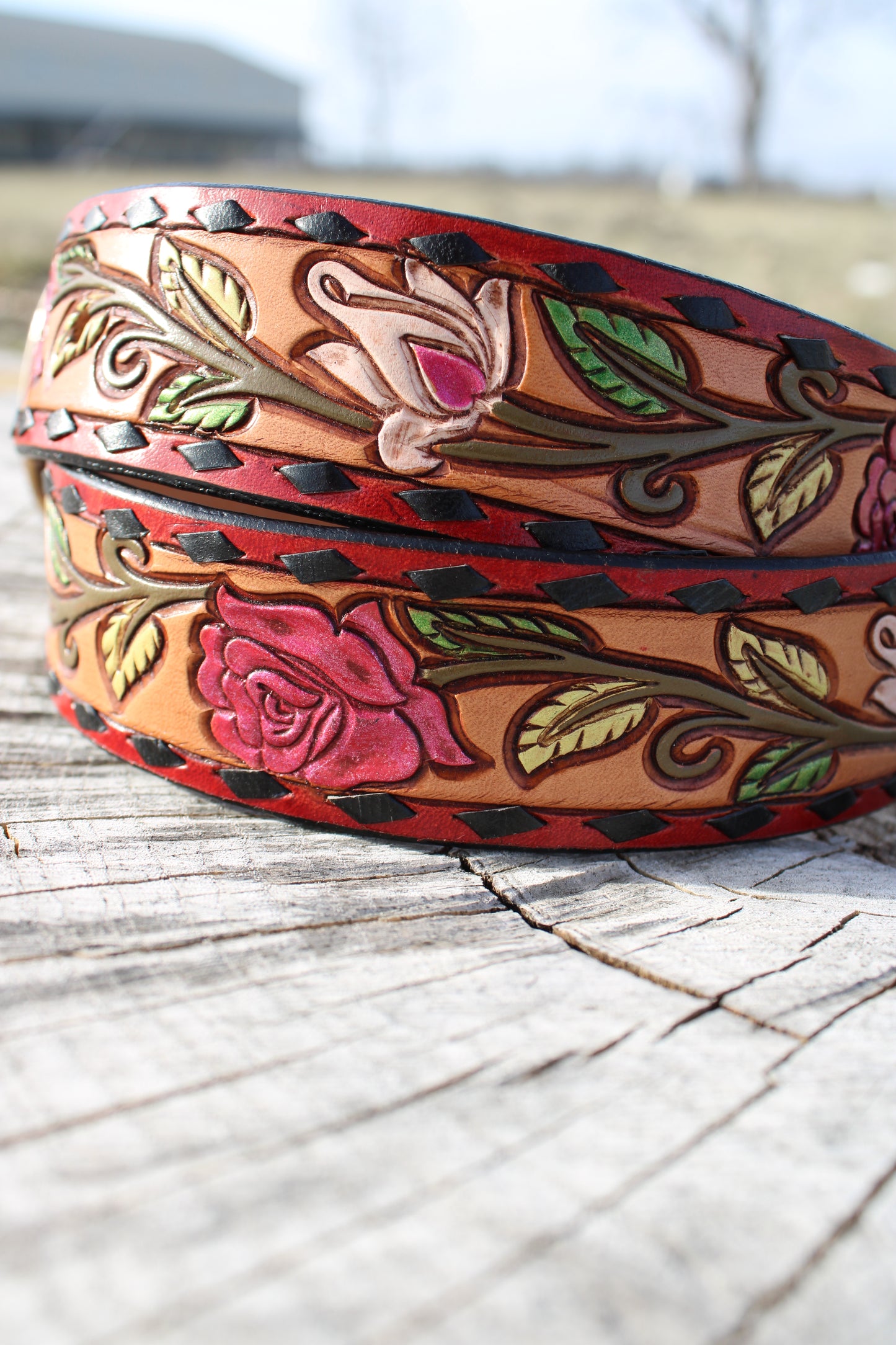 Rosy Calla Leather Belt