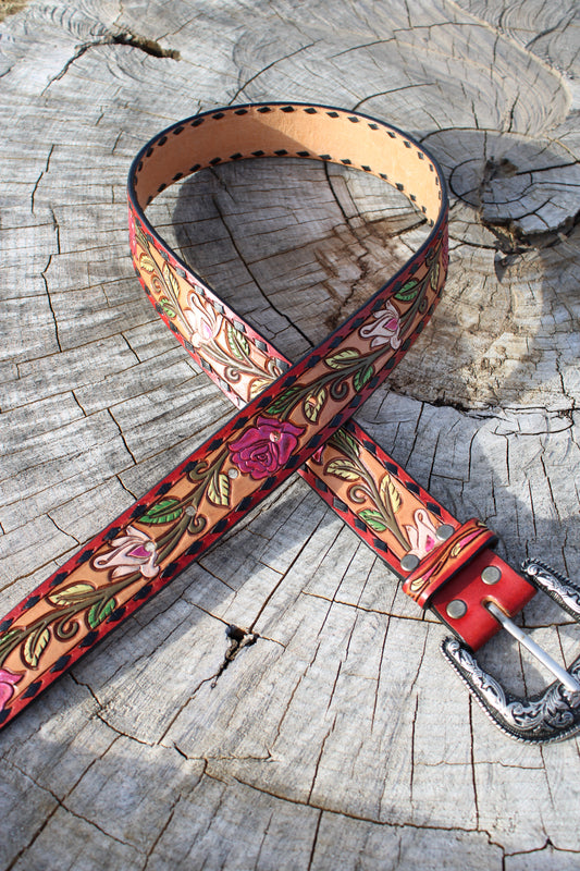 Rosy Calla Leather Belt