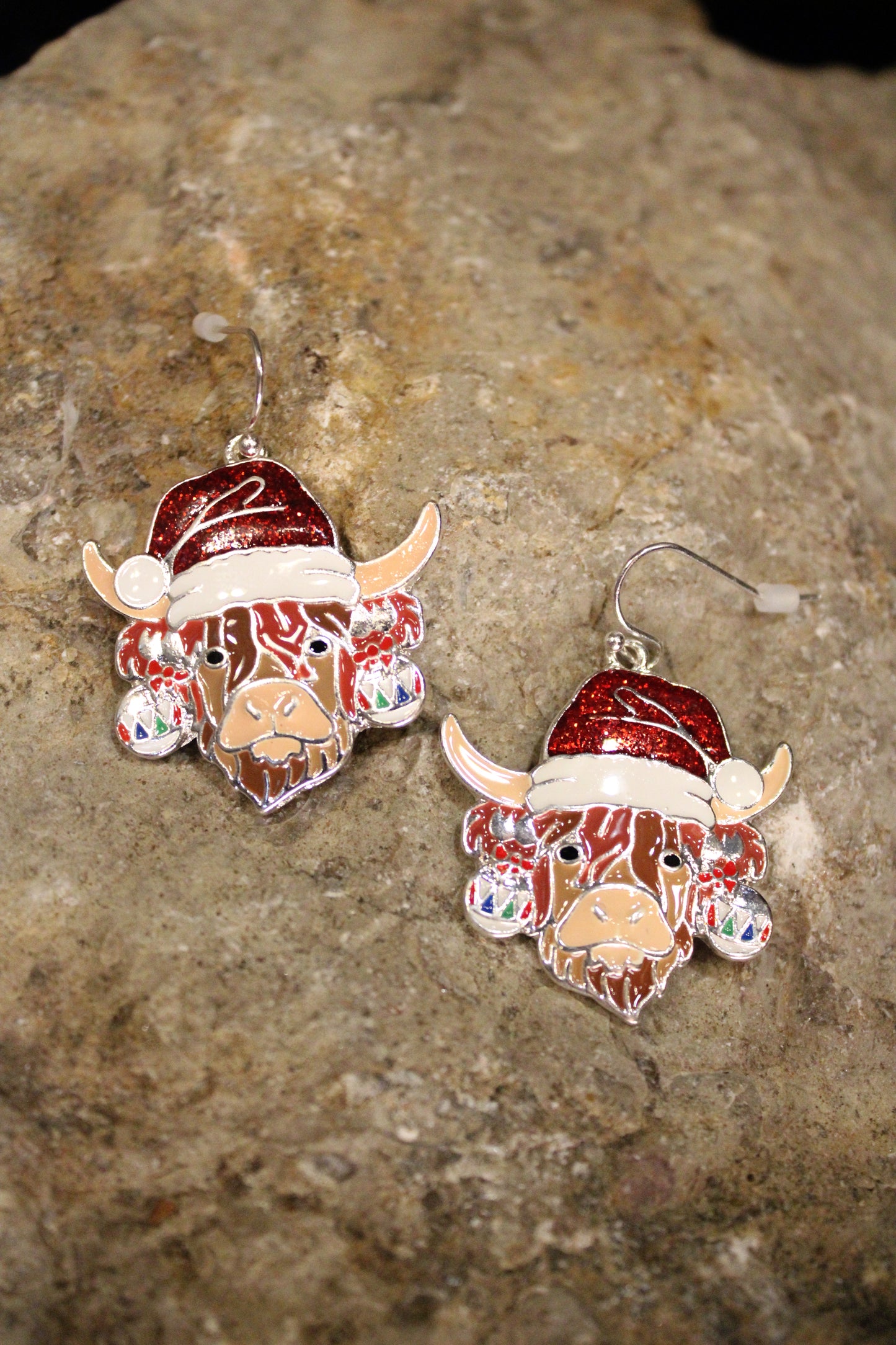 Highland Cow Christmas Earrings