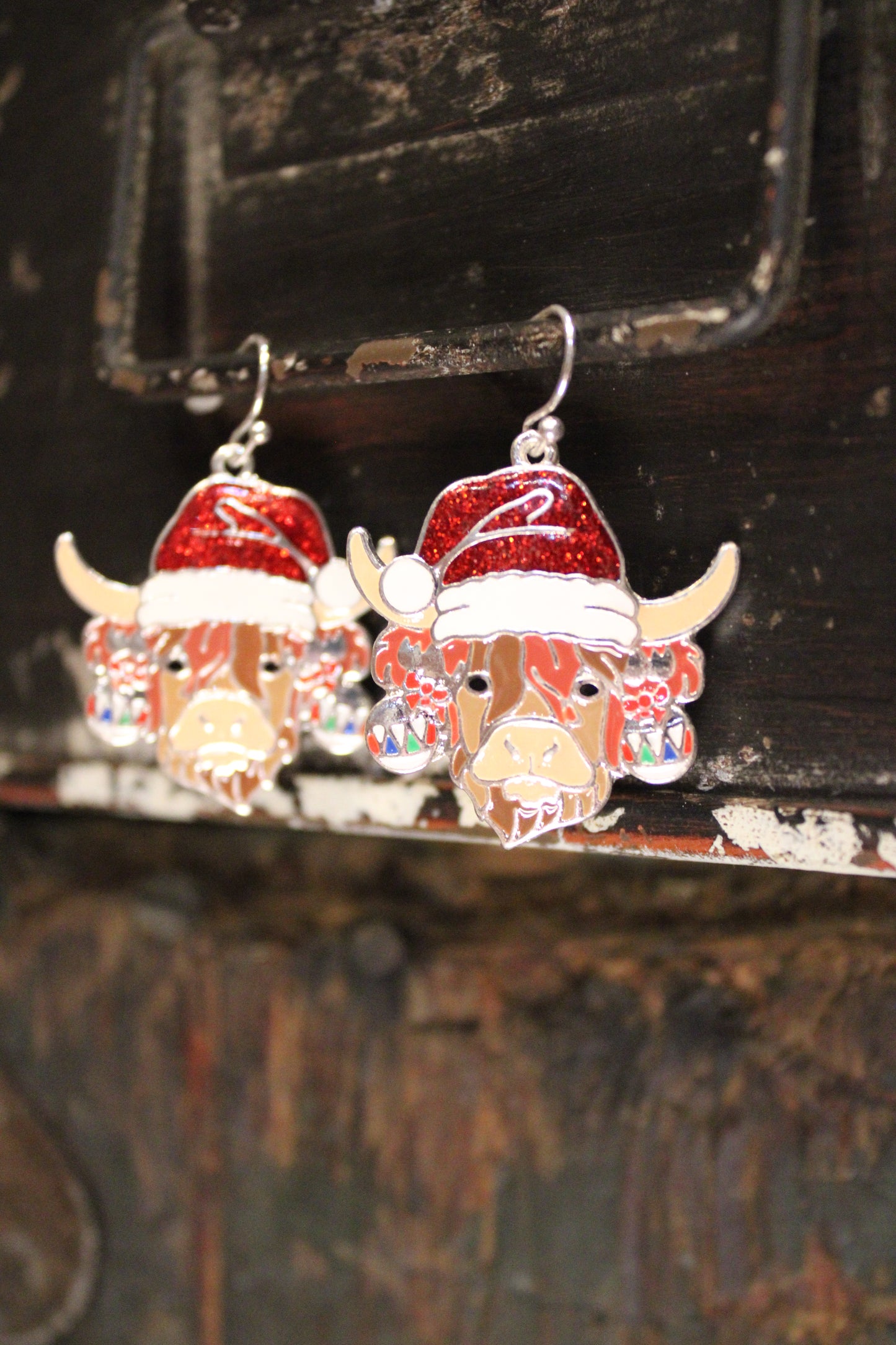 Highland Cow Christmas Earrings