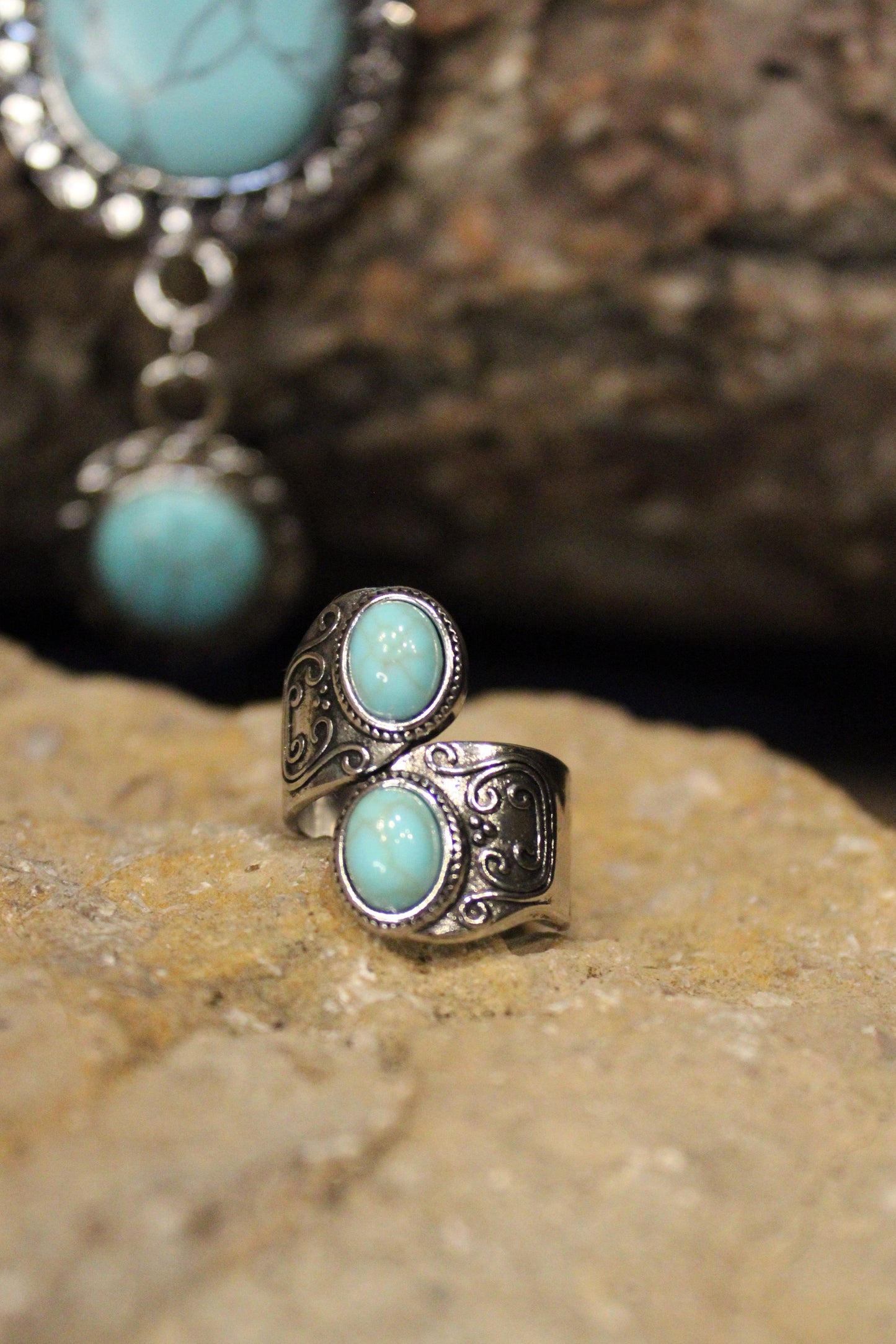 All Wrapped Up Adjustable Turquoise Ring