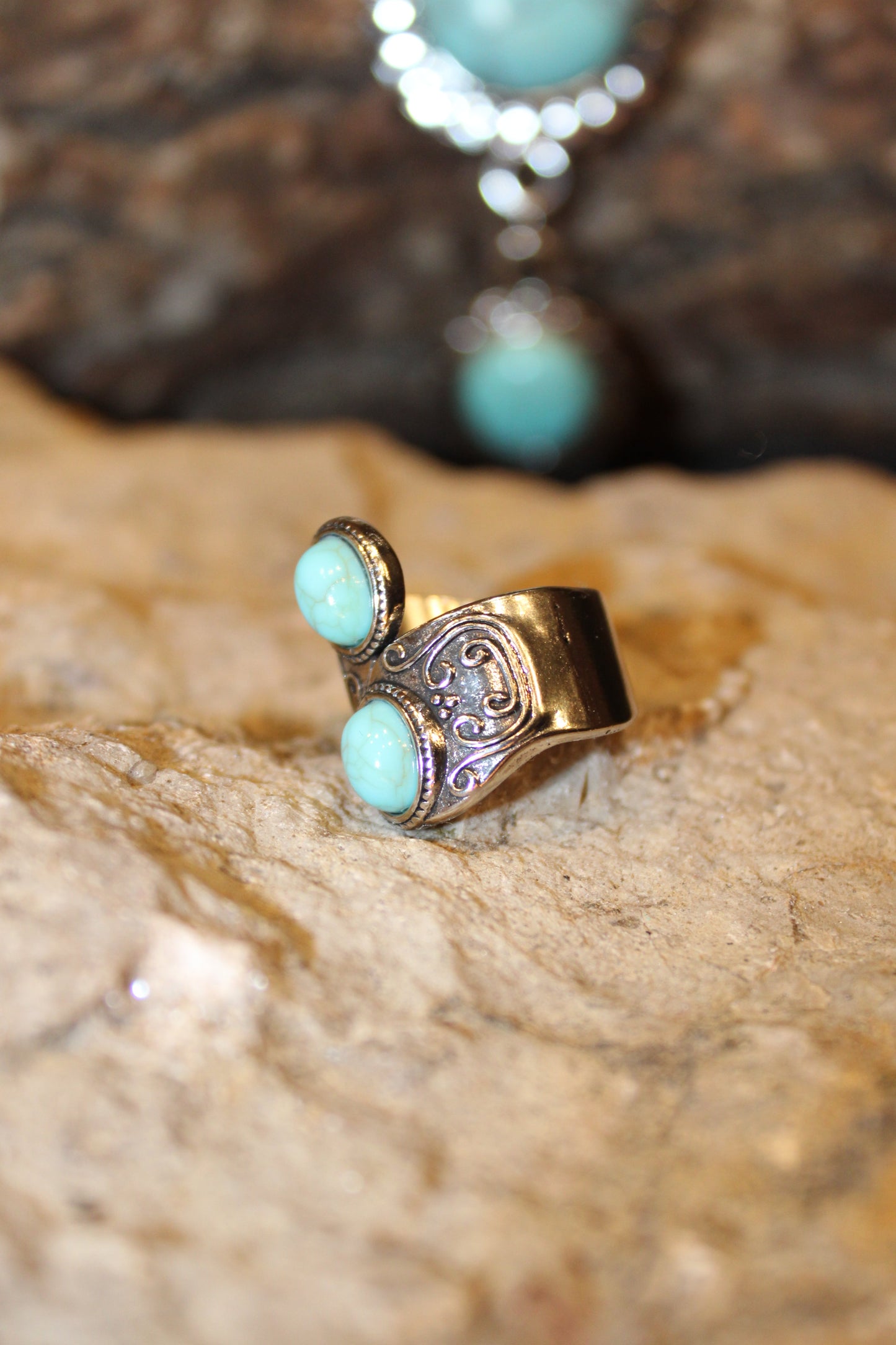 All Wrapped Up Adjustable Turquoise Ring