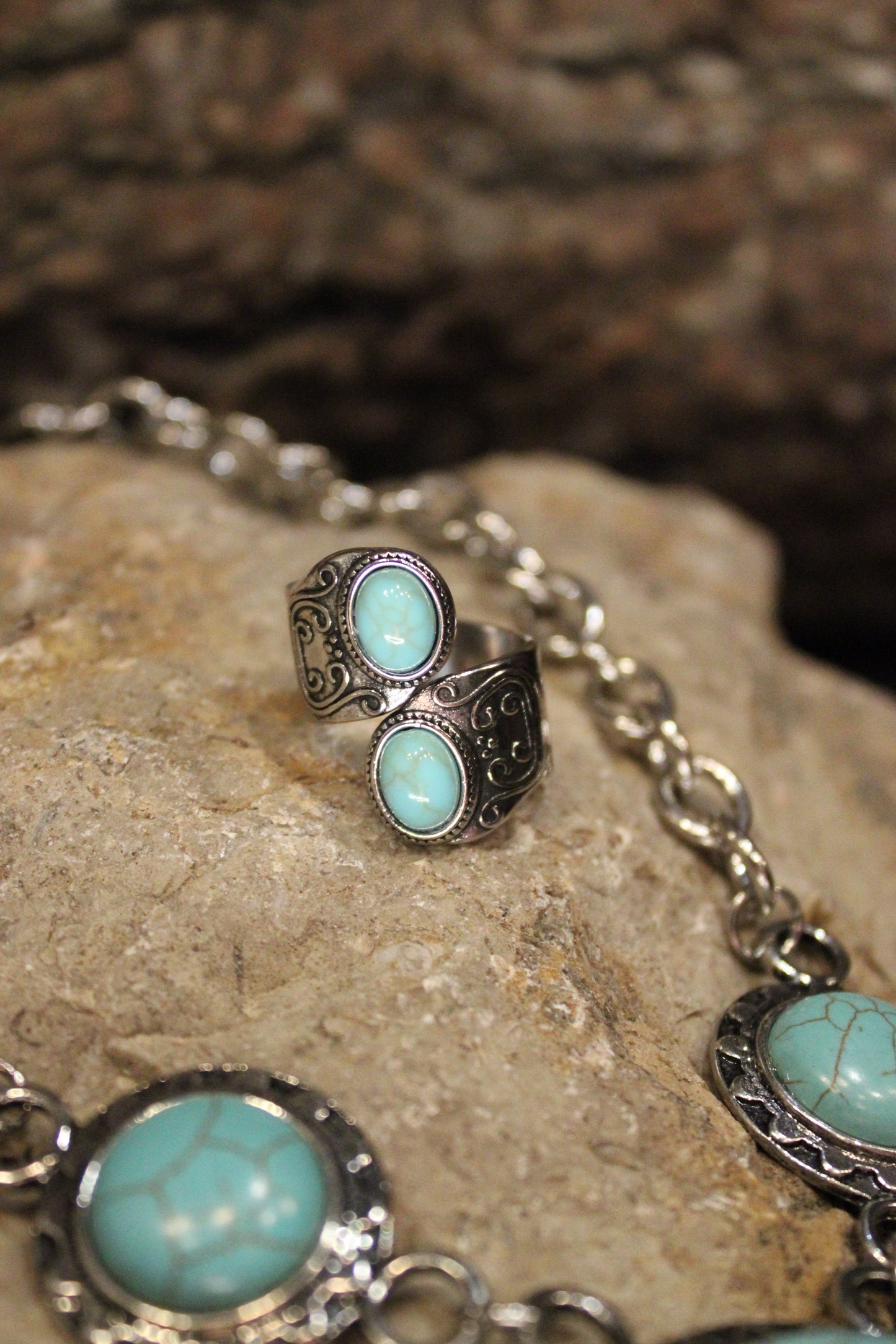 All Wrapped Up Adjustable Turquoise Ring