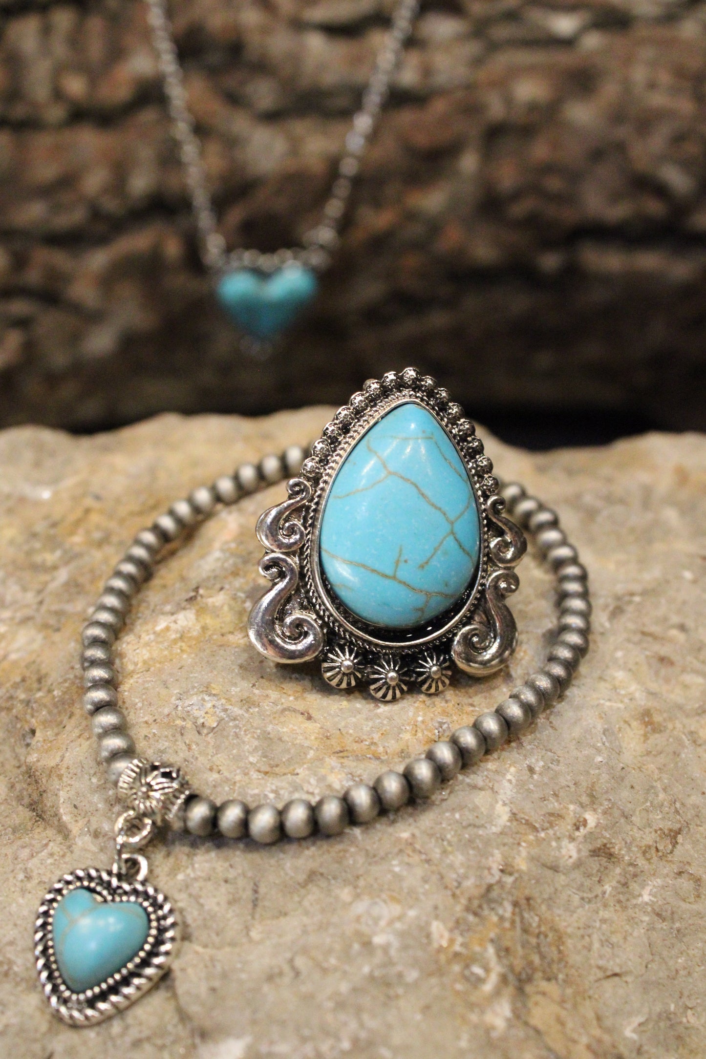 Turquoise Teardrop Estate Ring