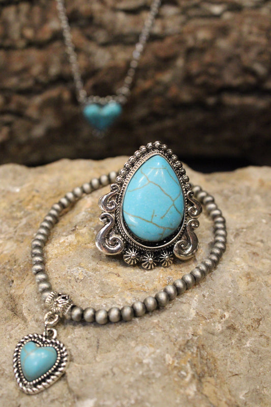 Turquoise Teardrop Estate Ring