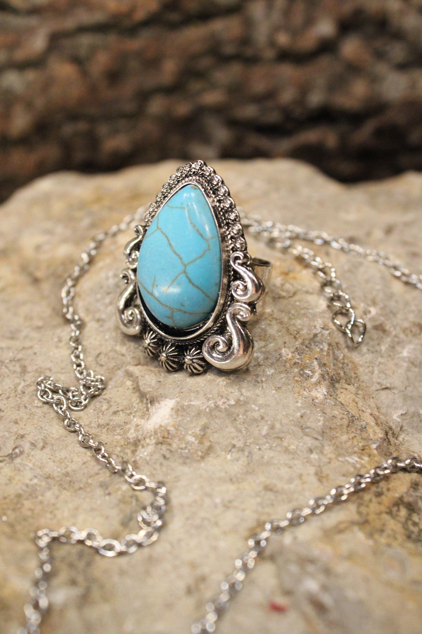 Turquoise Teardrop Estate Ring