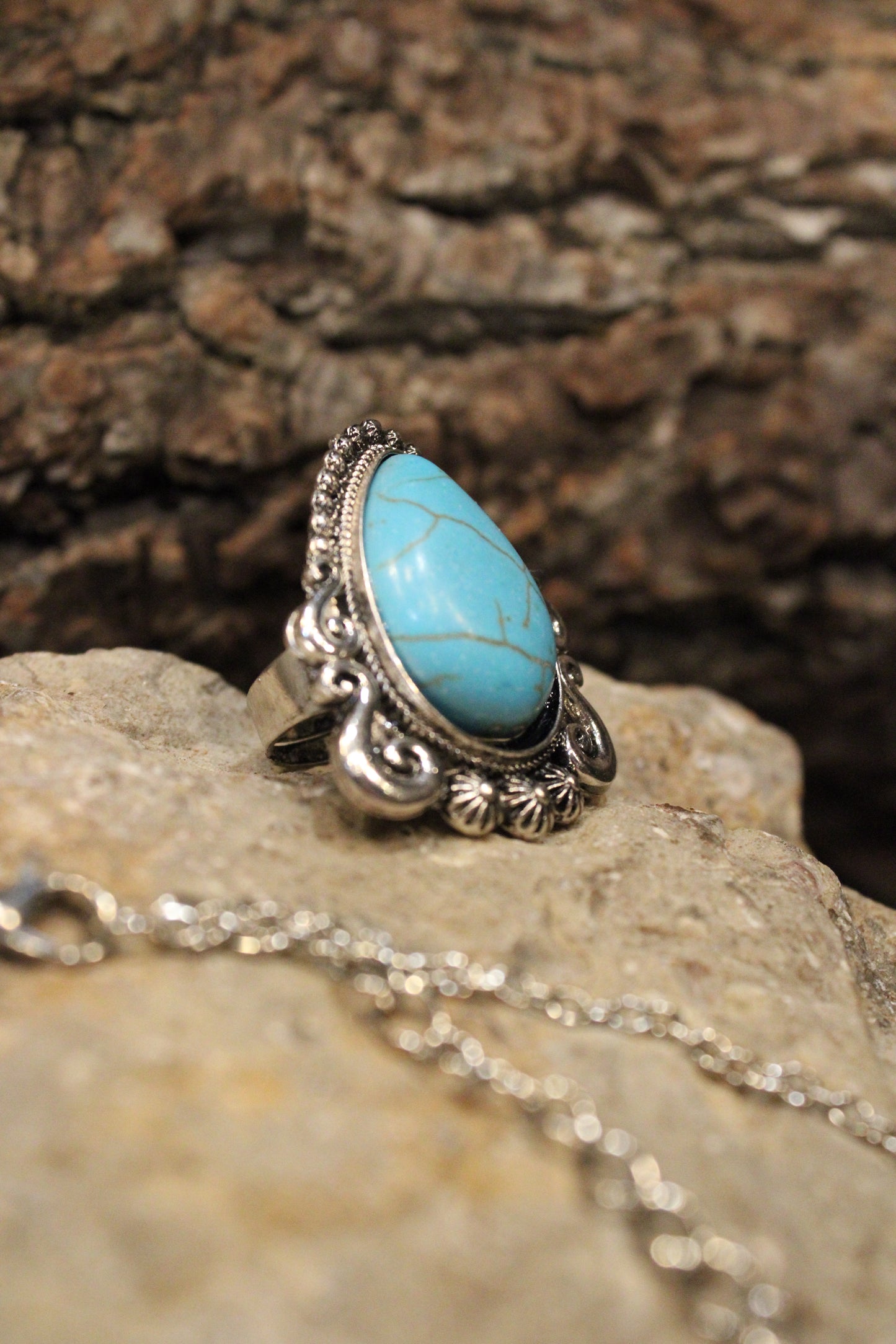 Turquoise Teardrop Estate Ring