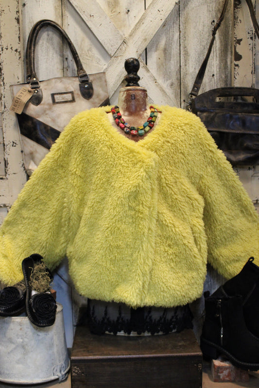 Mellow Mustard Sherpa Snap Jacket