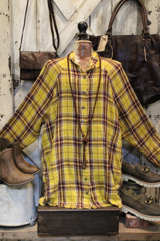 Sunshine Plaid Button Up